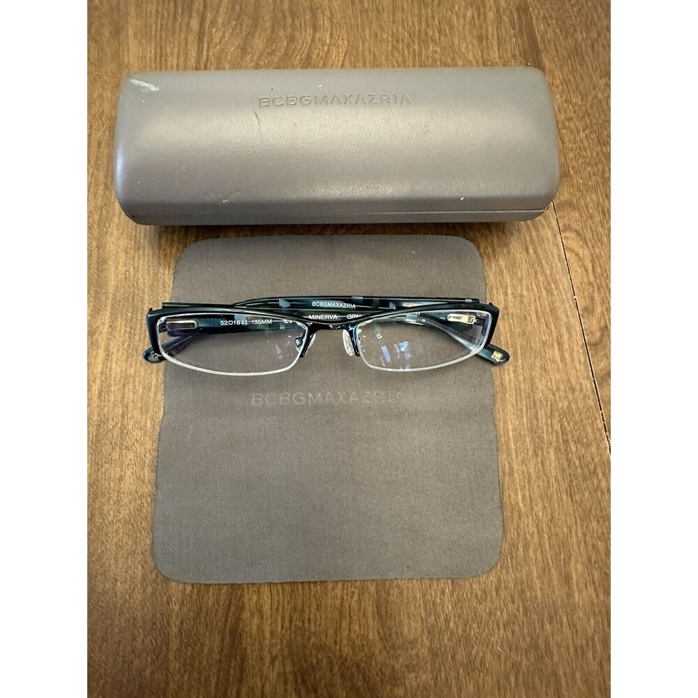 BCBG Maxazria Eyeglass Frames ONLY Minerva Green 52-16-135 FLEX HINGE 135mm Case